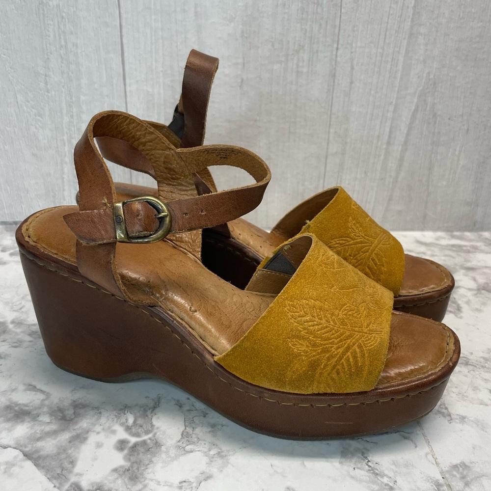 Born Moapa Wedge Platform Lesther Sandal Women Size 8 Boho Costal Cowgirl Shoes